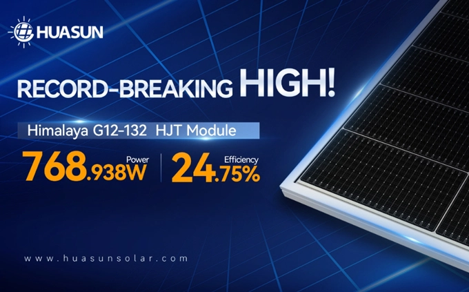 Huasun's G12-132 HJT Module Reaches New Milestone with 768.938 W Power Output